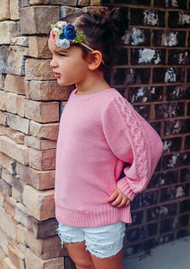 Ballet Pink Cable Knit Sweater
